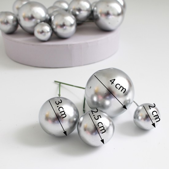 Dekoratīvās bumbiņas, dažādi izmēri, 20 gab.,"silver''