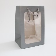 Gift bag with window 30*20*16cm, 1pcs, grey