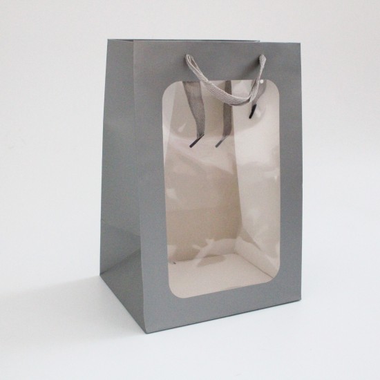 Gift bag with window 30*20*16cm, 1pcs, grey