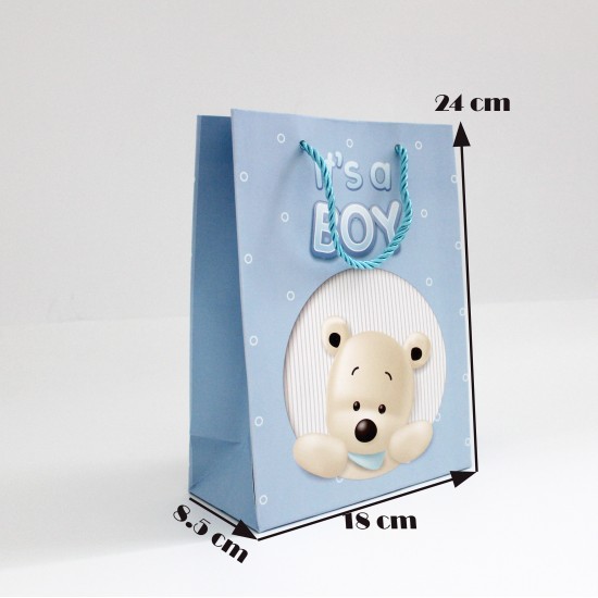 Paper gift bag, BABY BOY, 8,5*17,5*24cm 1pcs