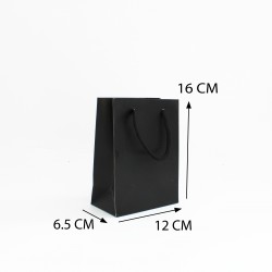 Papīra dāvanu maiss ar virves rokturiem  6.5*12*16cm , 1 gab, black