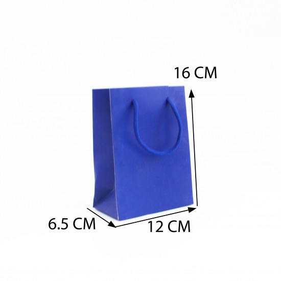 Papīra dāvanu maiss ar virves rokturiem  6.5*12*16cm , 1gab, blue