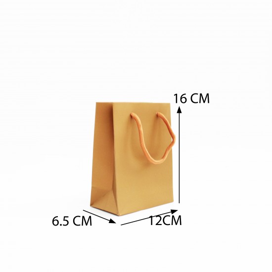 Papīra dāvanu maiss ar virves rokturiem  6.5*12*16cm , 1 gab, yellow