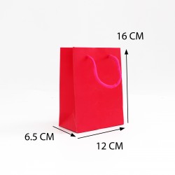 Papīra dāvanu maiss ar virves rokturiem  6.5*12*16cm , 1 gab, fuchsia