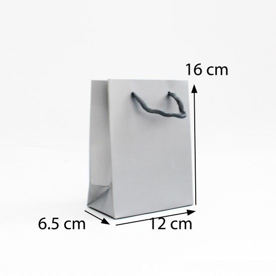 Papīra dāvanu maiss ar virves rokturiem  6.5*12*16cm , 1 gab, grey