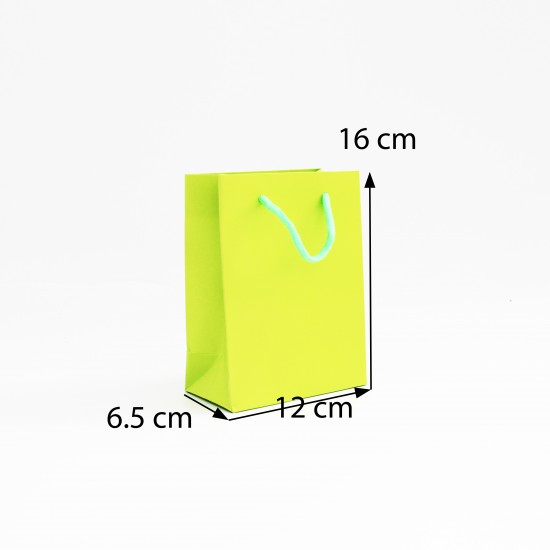 Papīra dāvanu maiss ar virves rokturiem  6.5*12*16cm , 12 gab, yellow