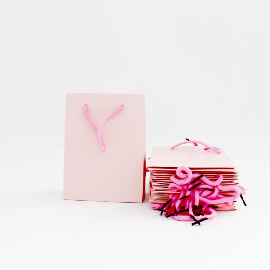 Paper gift bag 6.5*12*16cm, 12pcs,pink