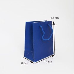 Papīra dāvanu maiss ar virves rokturiem  8*14*18cm , 12 gab, blue