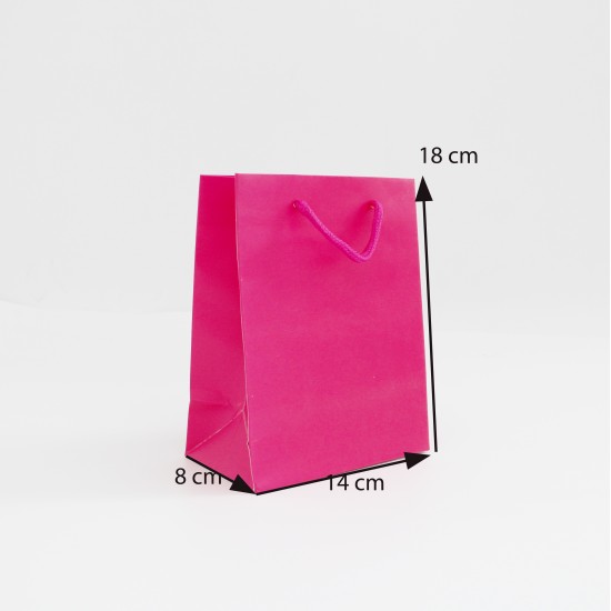 Paper gift bag 8*14*18cm, 12pcs, fuchsia