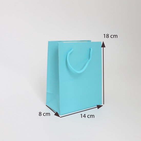 Paper gift bag 8*14*18cm, 12pcs, lt.blue