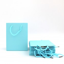 Papīra dāvanu maiss ar virves rokturiem  8*14*18cm , 12 gab, lt.blue