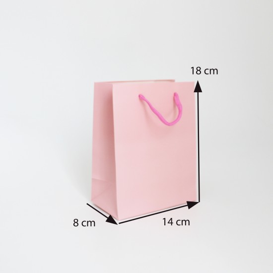 Paper gift bag 8*14*18cm, 12pcs, pink