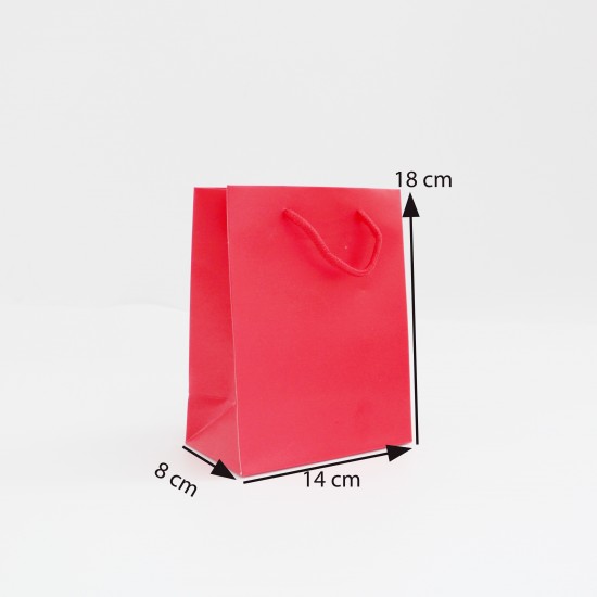 Бумажный подарочный пакет, 8*14*18см , 12шт.,red