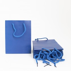 Papīra dāvanu maiss ar virves rokturiem  10*18*23cm , 12 gab, blue