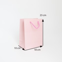 Papīra dāvanu maiss ar virves rokturiem  10*18*23cm , 12 gab, pink