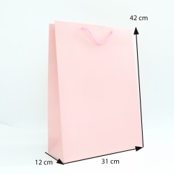 Papīra dāvanu maiss ar virves rokturiem  12*31*42cm , 12 gab, pink