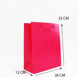 Papīra dāvanu maiss ar virves rokturiem 12*26*32cm 12gab., "fuchsia"