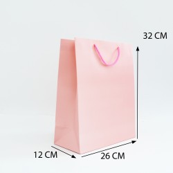 Papīra dāvanu maiss ar virves rokturiem 12*26*32cm 12gab., "pink"