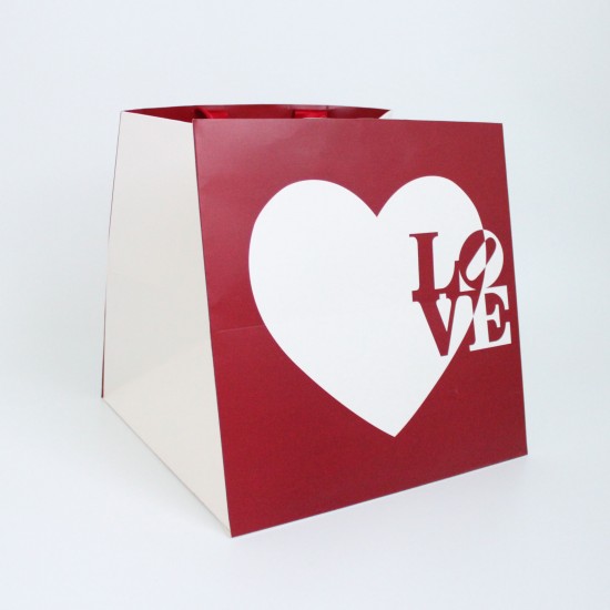 Бумажный подарочный пакет LOVE 28*28*28см, 1шт., "red"