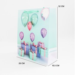 Подарочный пакет с сатиновыми ручками 32*26*10,5см, 1шт."tiffany"
