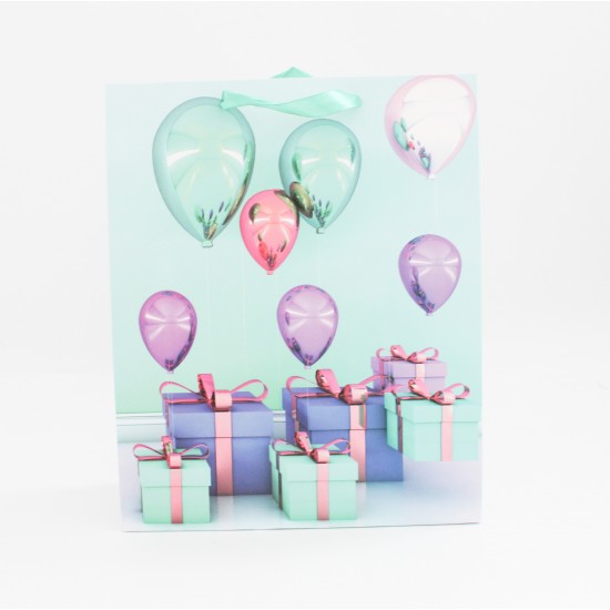 Подарочный пакет с сатиновыми ручками 32*26*10,5см, 1шт."tiffany"