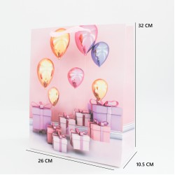Подарочный пакет с сатиновыми ручками 32*26*10,5см, 1шт."pink"