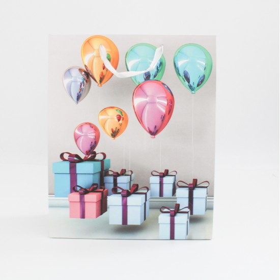 Gift bag with ribbon handles 32*26*10.5cm, 1 pcs grey