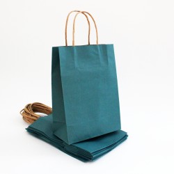 Paper bag with twisted handles 27*21*11cm, blue green, 12pcs