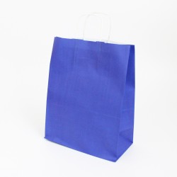 Бумажный пакет с кручеными ручками 25*12*31см, синий