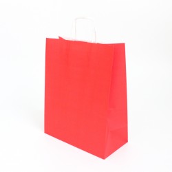 Бумажный пакет с кручеными ручками 25*12*31см, красный