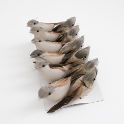 Artificial Birds 12 pcs., grey