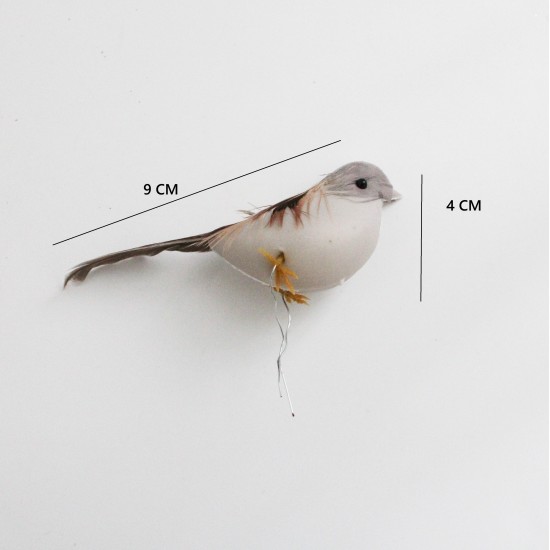 Artificial Birds 12 pcs., grey