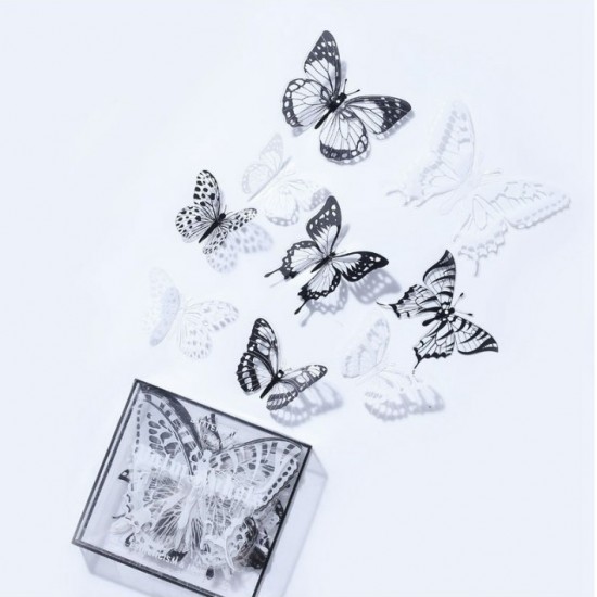Accessories butterfly, black and white, size from 9 till 13cm, 32pcs