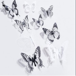 Accessories butterfly, black and white, size from 9 till 13cm, 32pcs