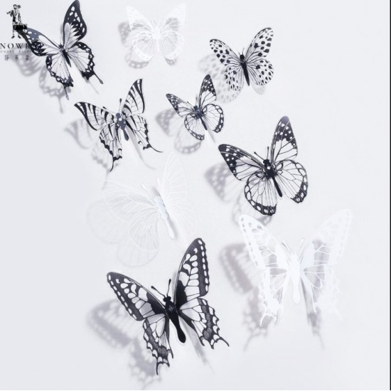 Accessories butterfly, black and white, size from 9 till 13cm, 32pcs
