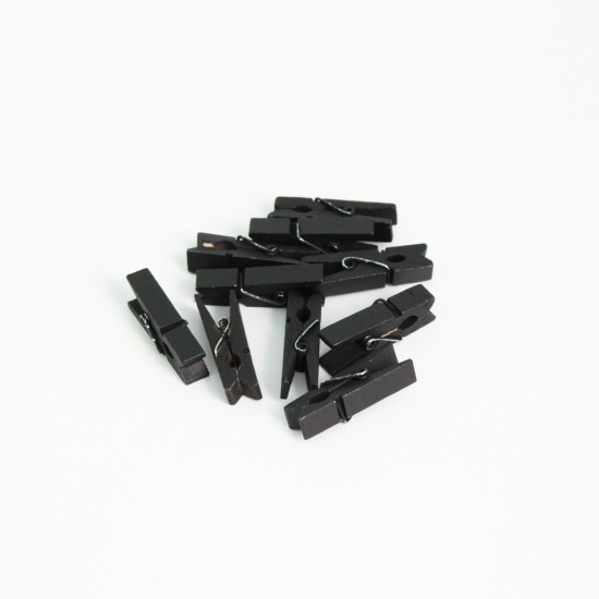 DIY wooden pins 3,5cm 10pcs, black