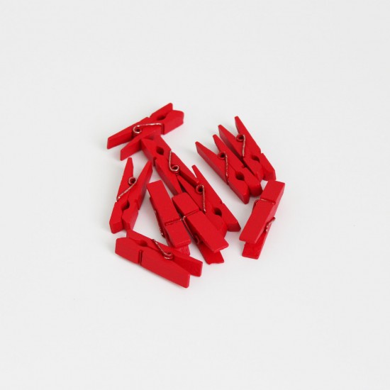 DIY wooden pins 3,5cm 10pcs, red