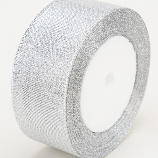 Fabric ribbon 40mm/20m, silver
