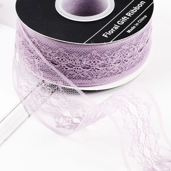 Lace ribbon 4cm/22m , gray-violet