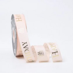 Ribbon HAPPY BIRTHDAY 25mm/40m, peach