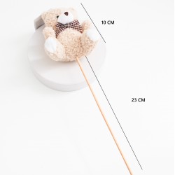 Plush Teddy Bear on Stick 1 pcs., h10 cm., beige