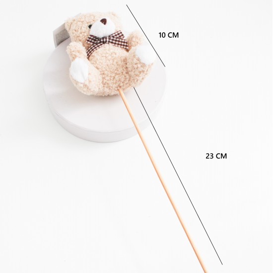 Plīša lācītis uz kociņa 1 gab., h10 cm., bēša krāsa
