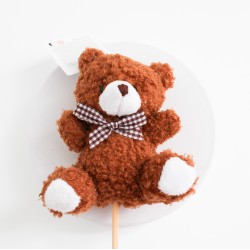 Plush Teddy Bear on Stick 1 pcs., h10 cm., brown