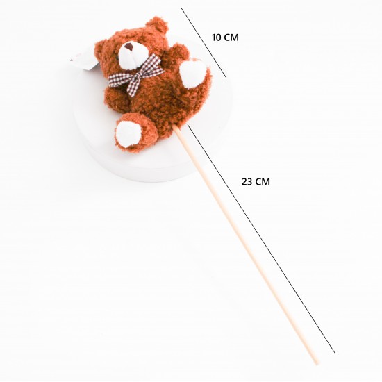 Plīša lācītis uz kociņa 1 gab., h10 cm., brūnā krāsa