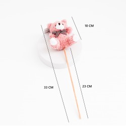 Plush Teddy Bear on Stick 1 pcs., h10 cm., pink