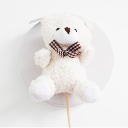 Plush Teddy Bear on Stick 1 pcs., h10 cm., milky