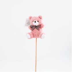 Plush Teddy Bear on Stick 1 pcs., h10 cm., pink
