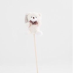 Plush Teddy Bear on Stick 1 pcs., h10 cm., milky