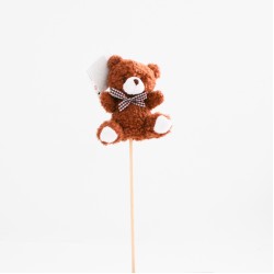 Plush Teddy Bear on Stick 1 pcs., h10 cm., brown