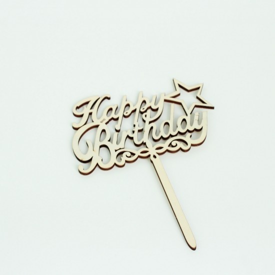 Wooden topper HAPPY BIRTDAY 1pcs